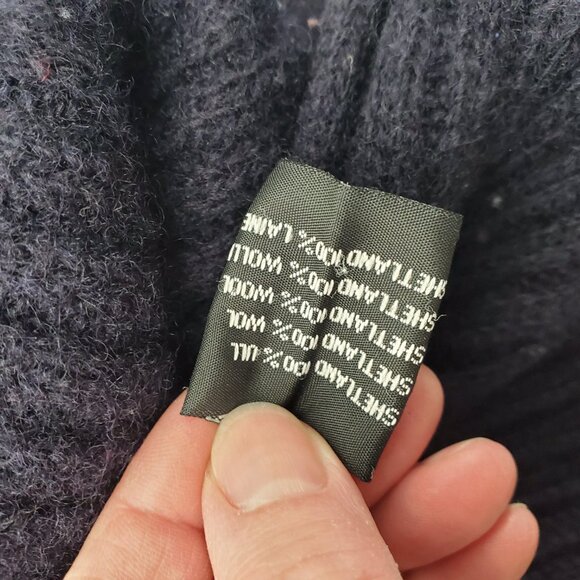 L.O.G.G. Navy Shetland Wool Quarter Zip Sweater | Vintage 90s Y2K | Men's XL - Picture 9 of 10